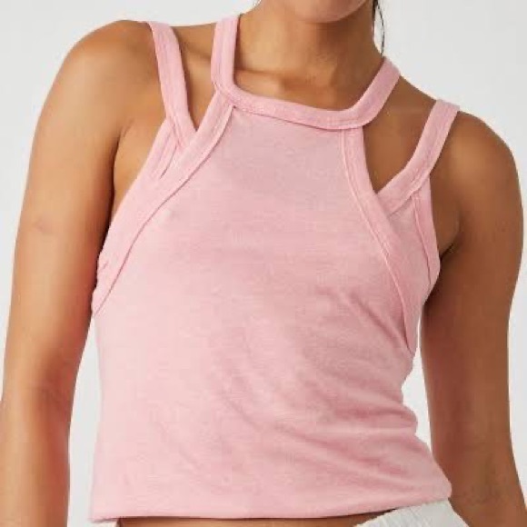 Free People Two Times Charm Tank Pink Punch - Picture 2 of 2